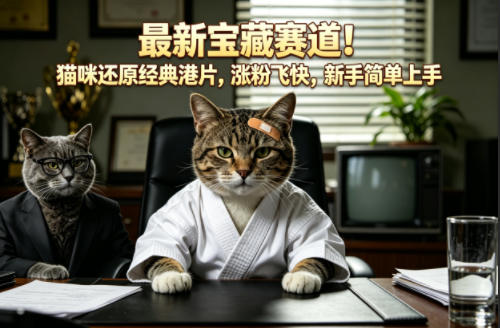 最新宝藏赛道！猫咪还原经典港片，涨粉飞快，新手简单上手-保成圈-山云人力,分享创业咨询_最新网络项目资源