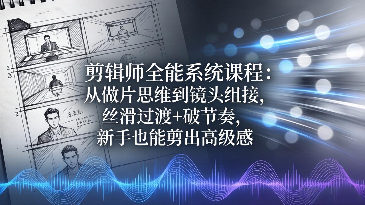剪辑师全能系统课程：从做片思维到镜头组接，丝滑过渡+破节奏，新手也能剪出高级感-保成圈-山云人力,分享创业咨询_最新网络项目资源