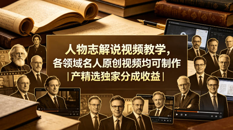人物志解说视频教学，各领域名人原创视频均可制作丨精选独家分成收益(更新0430)-保成圈-山云人力,分享创业咨询_最新网络项目资源