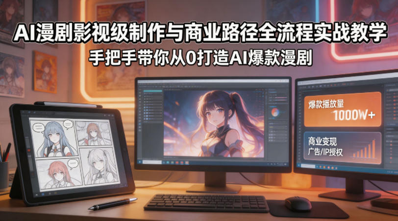 AI漫剧影视级制作与商业路径全流程实战教学，手带你从0打造AI爆款漫剧-保成圈-山云人力,分享创业咨询_最新网络项目资源