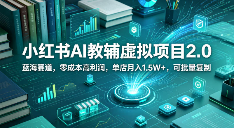 小红书AI教辅虚拟项目2.0，蓝海赛道，零成本高利润，单店月入1.5W+，可批量复制-保成圈-山云人力,分享创业咨询_最新网络项目资源