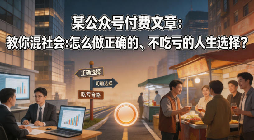 某公众号付费文章：教你混社会：怎么做正确的、不吃亏的人生选择？-保成圈-山云人力,分享创业咨询_最新网络项目资源