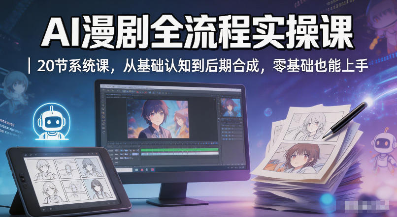 AI漫剧全流程实操课｜20节系统课，从基础认知到后期合成，零基础也能上手-保成圈-山云人力,分享创业咨询_最新网络项目资源