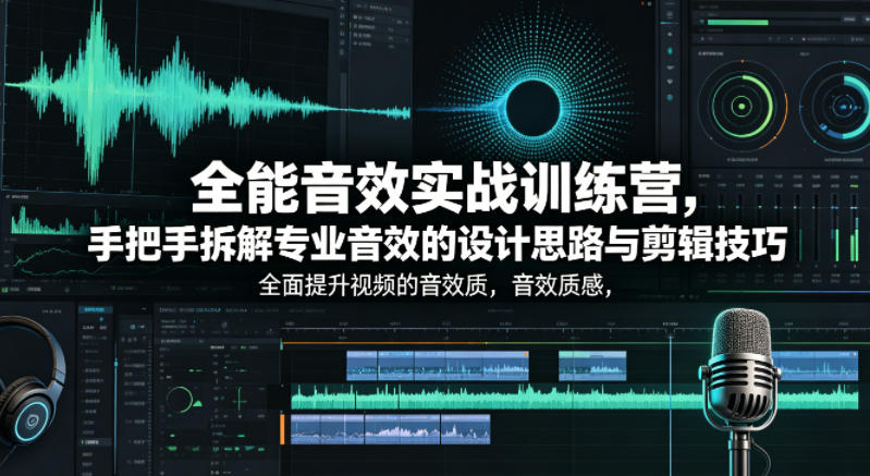 全能音效实战训练营，手把手拆解专业音效的设计思路与剪辑技巧，全面提升视频的音效质感-保成圈-山云人力,分享创业咨询_最新网络项目资源