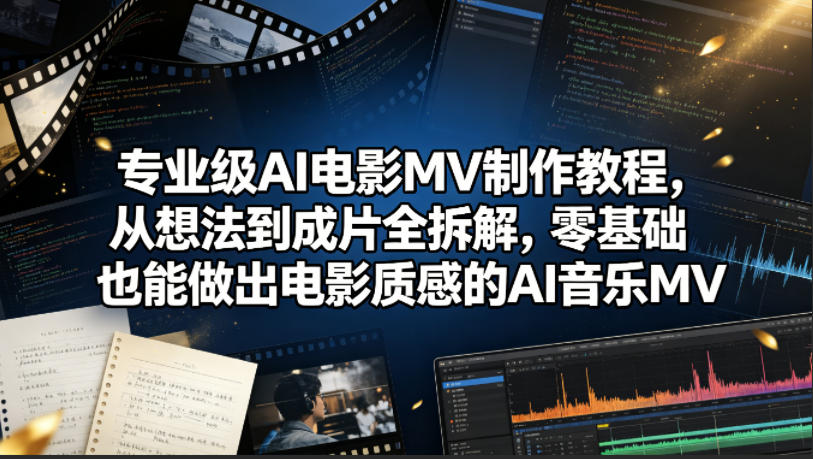 专业级AI电影MV制作教程，从想法到成片全拆解，零基础也能做出电影质感的AI音乐MV-保成圈-山云人力,分享创业咨询_最新网络项目资源