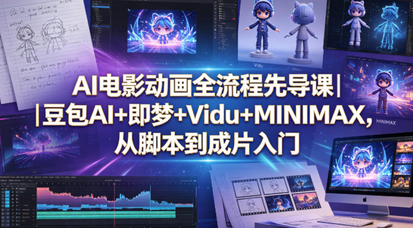AI电影动画全流程先导课｜豆包AI+即梦+Vidu+MINIMAX，从脚本到成片入门-保成圈-山云人力,分享创业咨询_最新网络项目资源
