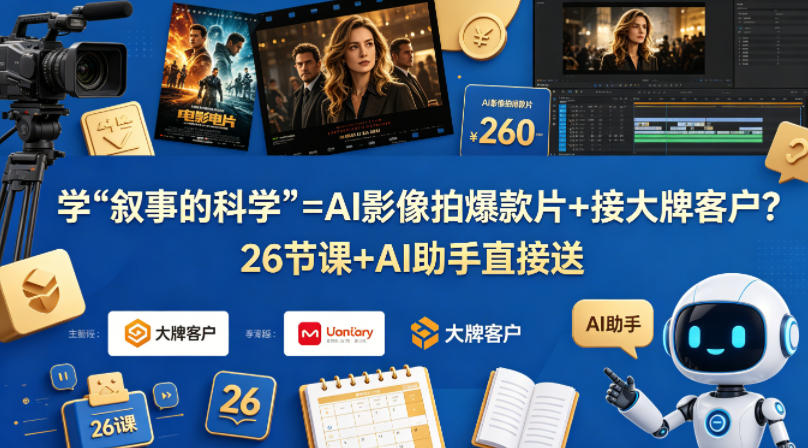 学《叙事的科学》=AI影像拍爆款片+接大牌客户？26节课+AI助手直接送【原创双语字幕】-保成圈-山云人力,分享创业咨询_最新网络项目资源