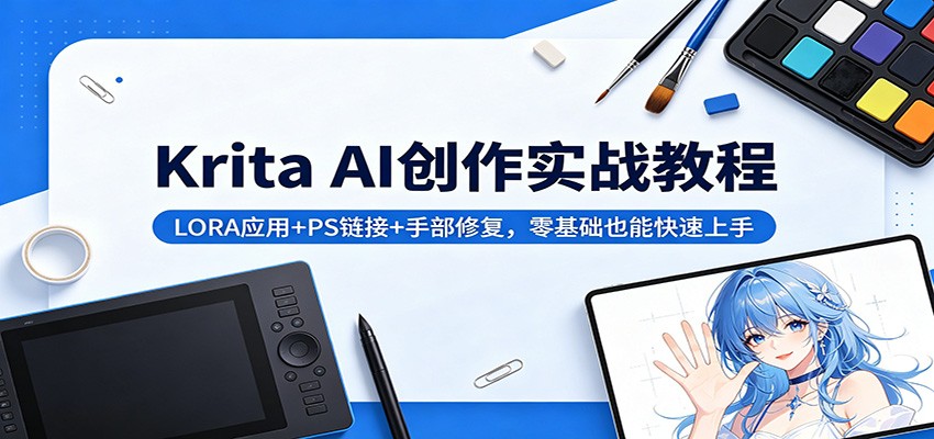 Krita AI创作实战教程：LORA应用+PS链接+手部修复，零基础也能快速上手-保成圈-山云人力,分享创业咨询_最新网络项目资源