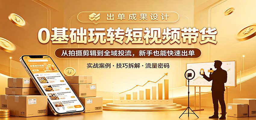 0基础玩转短视频带货：从拍摄剪辑到全域投流，新手也能快速出单-保成圈-山云人力,分享创业咨询_最新网络项目资源