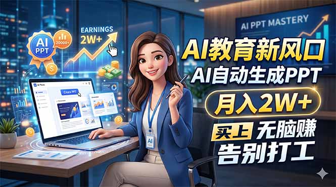 AI教育新风口，AI自动生成PPT，月入2W+，无脑赚，告别打工-保成圈-山云人力,分享创业咨询_最新网络项目资源