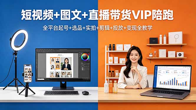 短视频+图文+直播带货VIP陪跑，全平台起号+选品+实拍+剪辑+投放+变现全教学-保成圈-山云人力,分享创业咨询_最新网络项目资源