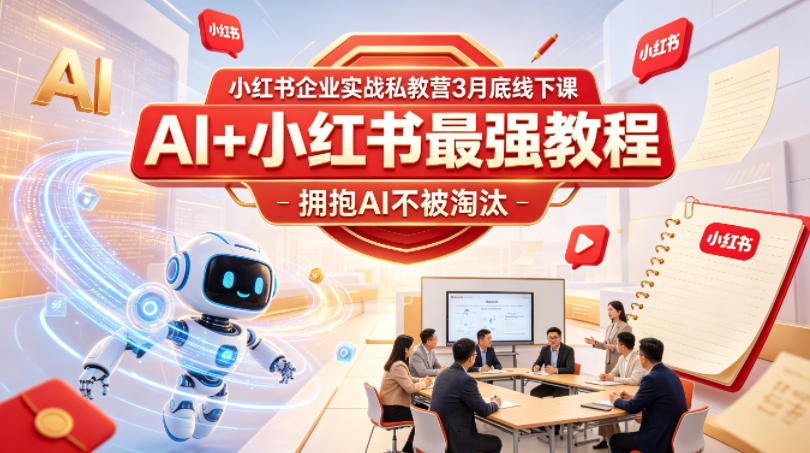 小红书企业实战私教营3月底线下课，AI+小红书最强教程，拥抱AI不被淘汰-保成圈-山云人力,分享创业咨询_最新网络项目资源