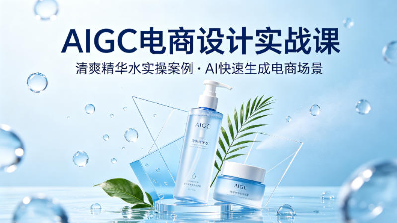 AIGC电商设计实战课，以清爽精华水为实操案例，教你用AI快速生成电商场景-保成圈-山云人力,分享创业咨询_最新网络项目资源