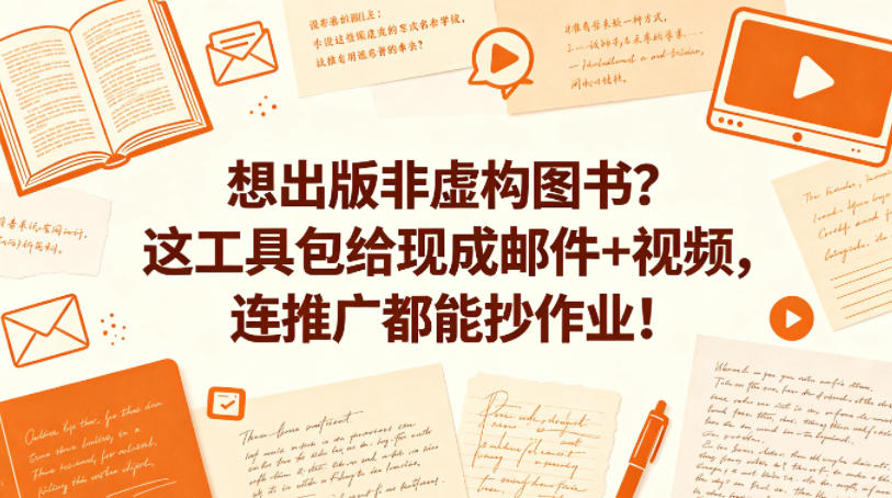 想出版非虚构图书？这工具包给现成邮件+视频，连推广都能抄作业！【原创双语字幕】-保成圈-山云人力,分享创业咨询_最新网络项目资源