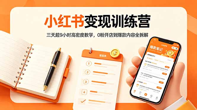 小红书变现训练营：三天超9小时高密度教学，0粉开店到爆款内容全拆解-保成圈-山云人力,分享创业咨询_最新网络项目资源