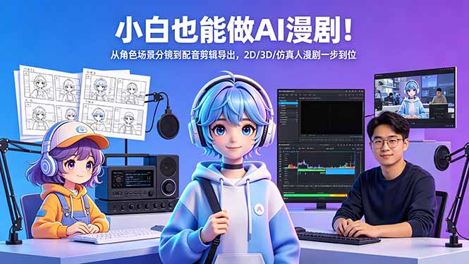 小白也能做AI漫剧！从角色场景分镜到配音剪辑导出，2D/3D/仿真人漫剧一步到位-保成圈-山云人力,分享创业咨询_最新网络项目资源