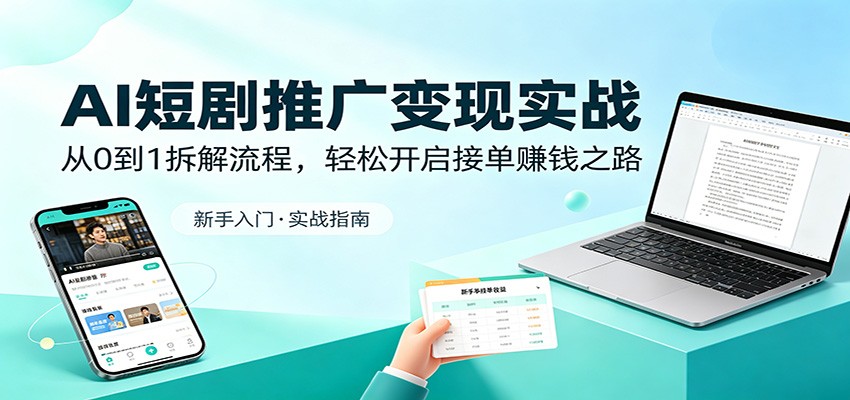 AI短剧推广变现实战：从0到1拆解流程，轻松开启接单赚钱之路-保成圈-山云人力,分享创业咨询_最新网络项目资源
