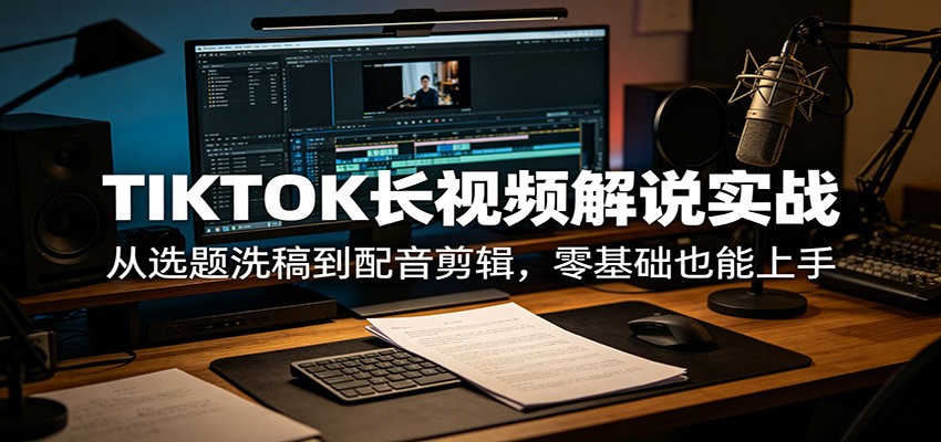 TIKTOK长视频解说实战：从选题洗稿到配音剪辑，零基础也能上手-保成圈-山云人力,分享创业咨询_最新网络项目资源