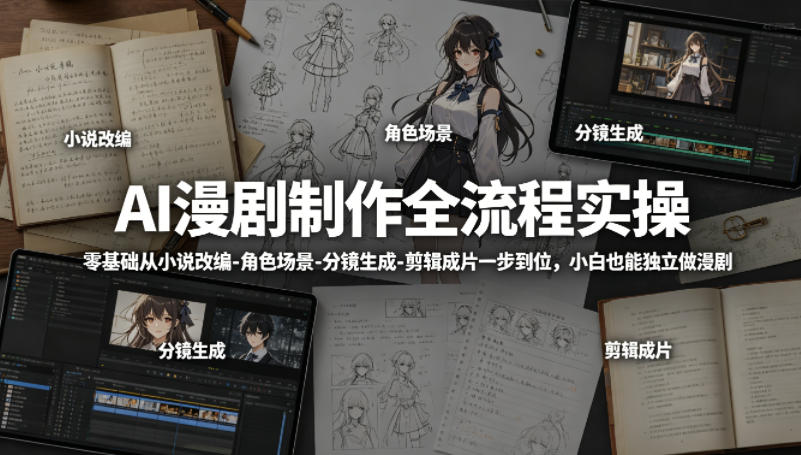 AI漫剧制作全流程实操，零基础从小说改编-角色场景-分镜生成-剪辑成片一步到位，小白也能独立做漫剧-保成圈-山云人力,分享创业咨询_最新网络项目资源
