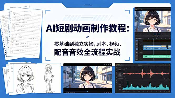 AI短剧动画制作教程：零基础到独立实操，剧本、视频、配音音效全流程实战-保成圈-山云人力,分享创业咨询_最新网络项目资源