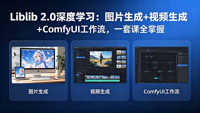Liblib 2.0深度学习：图片生成+视频生成+ComfyUI工作流，一套课全掌握-保成圈-山云人力,分享创业咨询_最新网络项目资源