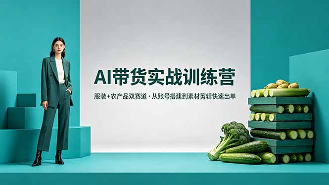 AI带货实战训练营，服装+农产品双赛道，从账号搭建到素材剪辑快速出单-保成圈-山云人力,分享创业咨询_最新网络项目资源