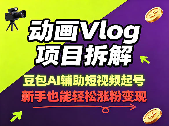 动画Vlog项目拆解，豆包AI辅助短视频起号，新手也能轻松涨粉，43条作品涨粉8.3W-保成圈-山云人力,分享创业咨询_最新网络项目资源