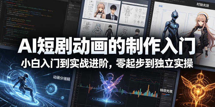 AI短剧动画的制作入门，小白入门到实战进阶，零起步到独立实操-保成圈-山云人力,分享创业咨询_最新网络项目资源