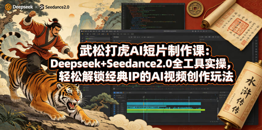 武松打虎AI短片制作课：Deepseek+Seedance2.0全工具实操，轻松解锁经典IP的AI视频创作玩法-保成圈-山云人力,分享创业咨询_最新网络项目资源