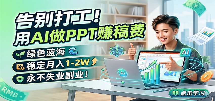告别打工！用AI做PPT赚稿费，绿色蓝海，稳定月入1-2W，永不失业副业！-保成圈-山云人力,分享创业咨询_最新网络项目资源