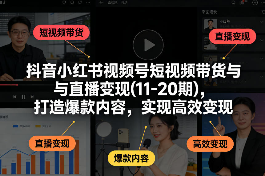 抖音小红书视频号短视频带货与直播变现(10-21期)，打造爆款内容，实现高效变现(更新05月08日)-保成圈-山云人力,分享创业咨询_最新网络项目资源