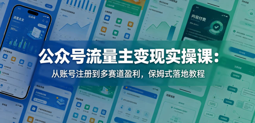 公众号流量主变现实操课：从账号注册到多赛道盈利，保姆式落地教程-保成圈-山云人力,分享创业咨询_最新网络项目资源