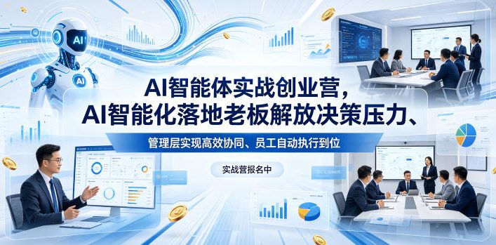 AI智能体实战创业营26年4月23-25号线下课，AI智能化落地老板解放决策压力、管理层实现高效协同、员工自动执行到位-保成圈-山云人力,分享创业咨询_最新网络项目资源