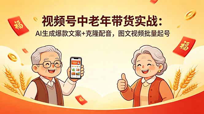 视频号中老年带货实战：AI生成爆款文案+克隆配音，图文视频批量起号-保成圈-山云人力,分享创业咨询_最新网络项目资源