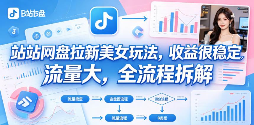 B站网盘拉新美女玩法，收益很稳定，流量大，全流程拆解-保成圈-山云人力,分享创业咨询_最新网络项目资源