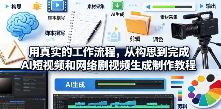 用真实的工作流程，从构思到完成AI短视频和网络剧视频生成制作教程-中英字幕-保成圈-山云人力,分享创业咨询_最新网络项目资源
