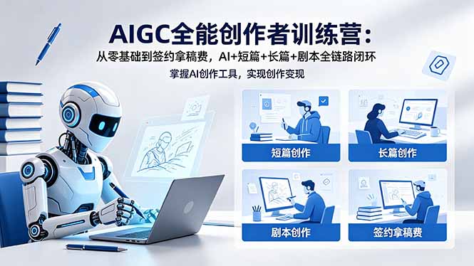 AIGC全能创作者训练营：从零基础到签约拿稿费，AI+短篇+长篇+剧本全链路闭环-保成圈-山云人力,分享创业咨询_最新网络项目资源