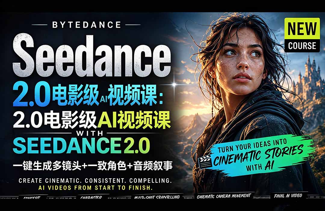 Seedance 2.0电影级AI视频课：一键生成多镜头+一致角色+音频叙事-保成圈-山云人力,分享创业咨询_最新网络项目资源