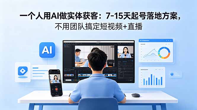 一个人用AI做实体获客：7-15天起号落地方案，不用团队搞定短视频+直播-保成圈-山云人力,分享创业咨询_最新网络项目资源