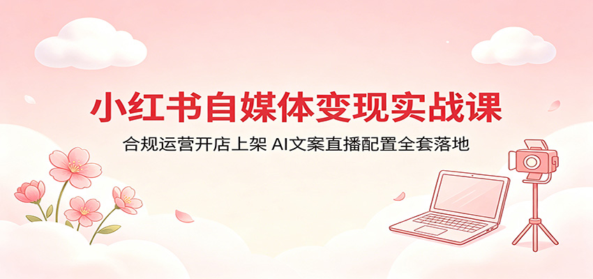 小红书自媒体变现实战课：合规运营开店上架，AI文案直播配置全套落地-保成圈-山云人力,分享创业咨询_最新网络项目资源