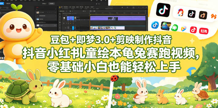 豆包＋即梦3.0+剪映制作抖音小红书儿童绘本龟兔赛跑视频，零基础小白也能轻松上手-保成圈-山云人力,分享创业咨询_最新网络项目资源