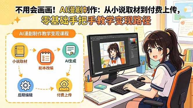 不用会画画！AI漫剧制作：从小说取材到付费上传，零基础手把手教学变现路径-保成圈-山云人力,分享创业咨询_最新网络项目资源