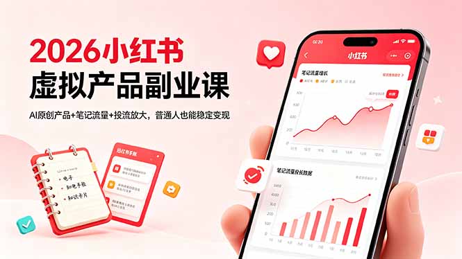 2026小红书虚拟产品副业课，AI原创产品+笔记流量+投流放大，普通人也能稳定变现-保成圈-山云人力,分享创业咨询_最新网络项目资源