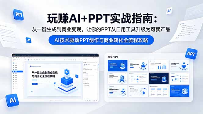 玩赚AI+PPT实战指南-更新5月13：从一键生成到商业变现，让你的PPT从自用工具升级为可卖产品-保成圈-山云人力,分享创业咨询_最新网络项目资源
