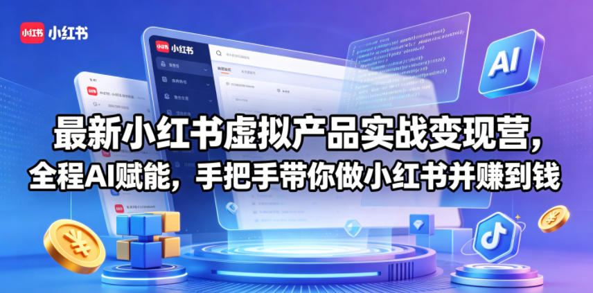 最新小红书虚拟产品实战变现营，全程AI赋能，手把手带你做小红书并赚到钱-保成圈-山云人力,分享创业咨询_最新网络项目资源