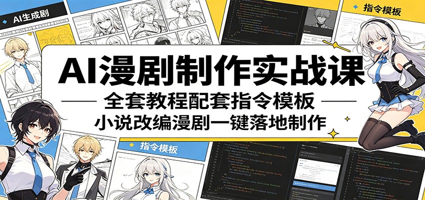 AI漫剧制作实战课：全套教程配套指令模板，小说改编漫剧一键落地制作-保成圈-山云人力,分享创业咨询_最新网络项目资源