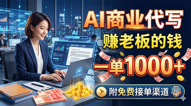 AI商业代写，赚老板的钱，一单1000+，附免费接单渠道-保成圈-山云人力,分享创业咨询_最新网络项目资源
