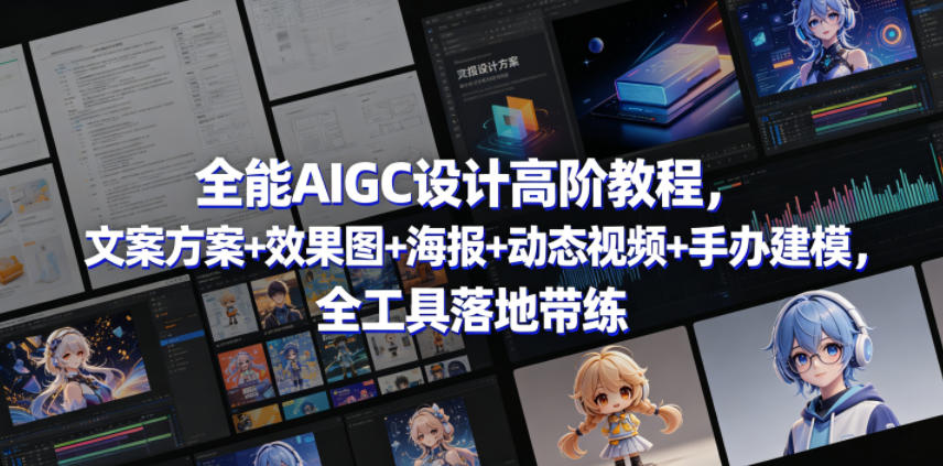 全能AIGC设计高阶教程，文案方案+效果图+海报+动态视频+手办建模，全工具落地带练-保成圈-山云人力,分享创业咨询_最新网络项目资源