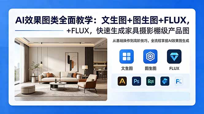 AI效果图类全面教学：文生图+图生图+FLUX，快速生成家具摄影棚级产品图-保成圈-山云人力,分享创业咨询_最新网络项目资源