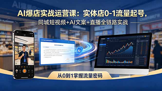 AI爆店实战运营课：实体店0-1流量起号，同城短视频+AI文案+直播全链路实战-保成圈-山云人力,分享创业咨询_最新网络项目资源